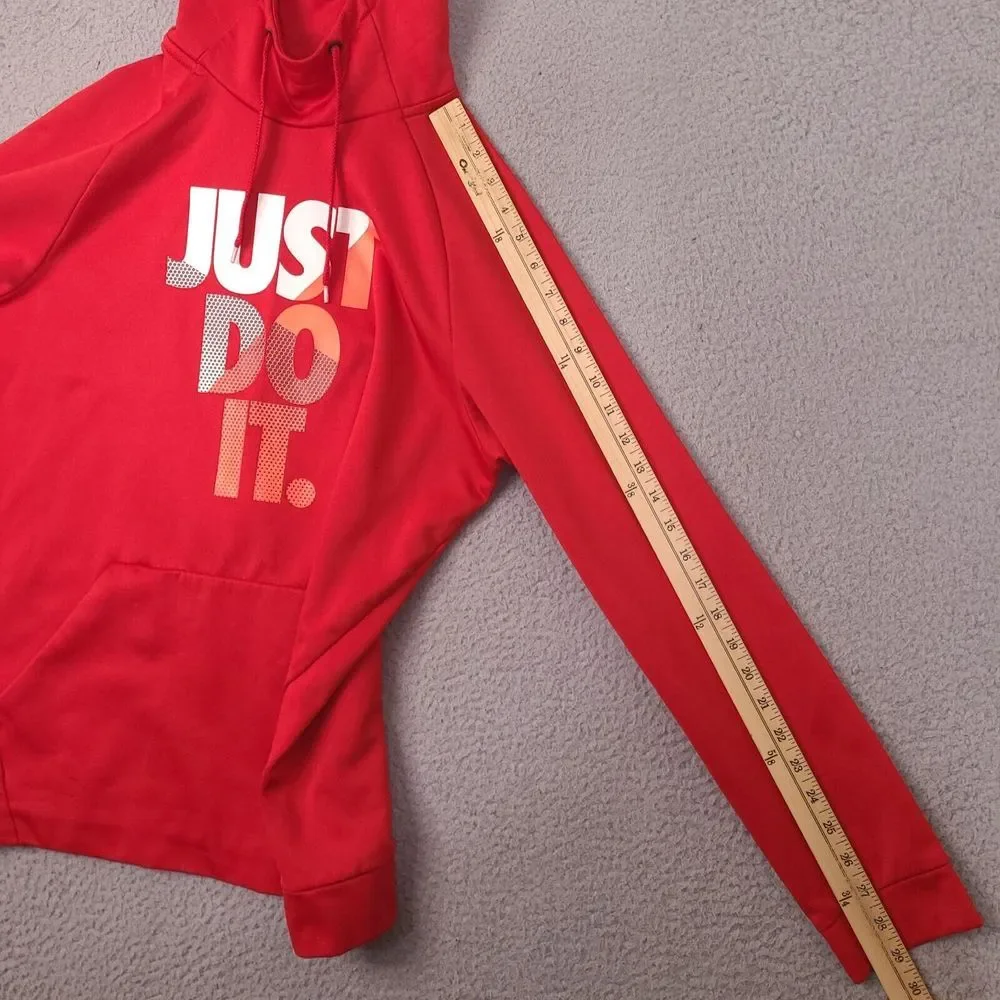 Nike Hoodie Sweatshirt Mens Medium Dri Fit Red‎ Just Do It Athletic Pullover - Picture 11 of 16